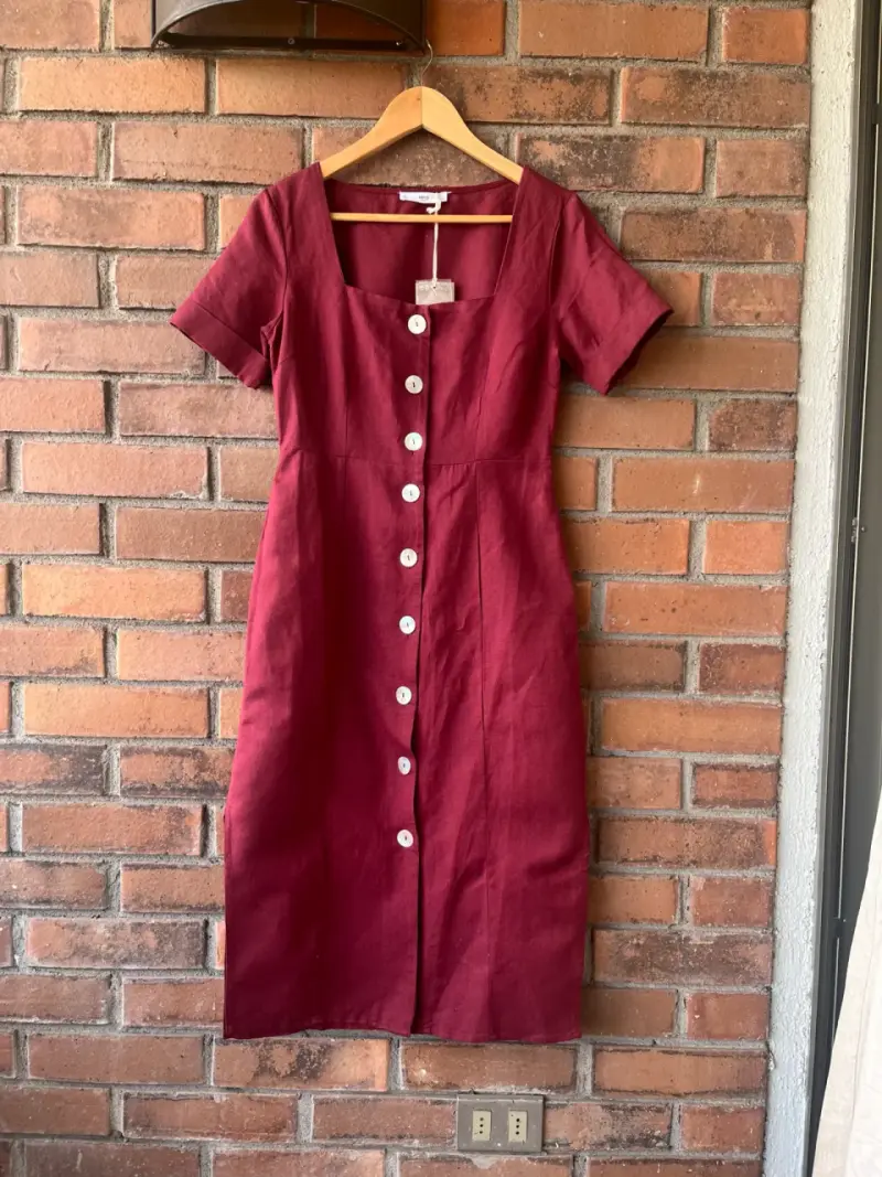 Vestido burdeo Mango nuevo S - 3
