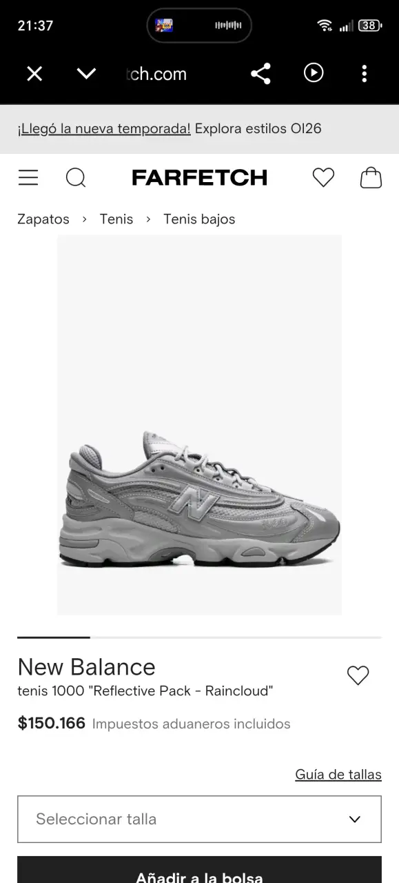 Zapatillas New Balance 1000 Raincloud Reflective - 6