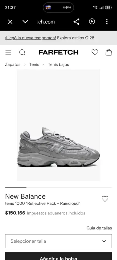 Zapatillas New Balance 1000 Raincloud Reflective - miniatura 6