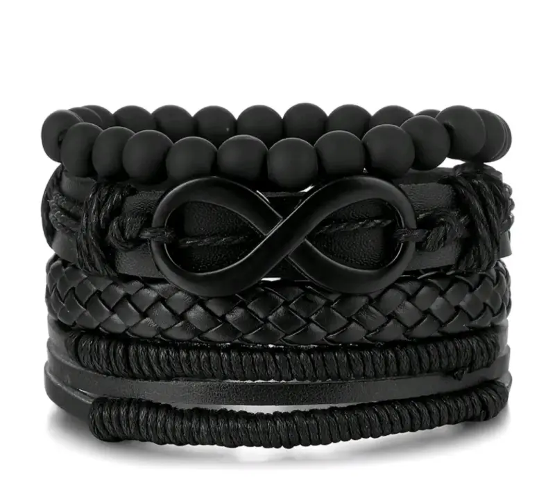 Set de Pulseras de Cuero y Madera para Hombre - 3