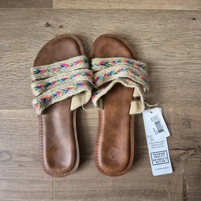 Sandalias planas de yute multicolor High Tide - miniatura 1