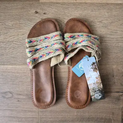 Sandalias planas de yute multicolor High Tide - miniatura 2
