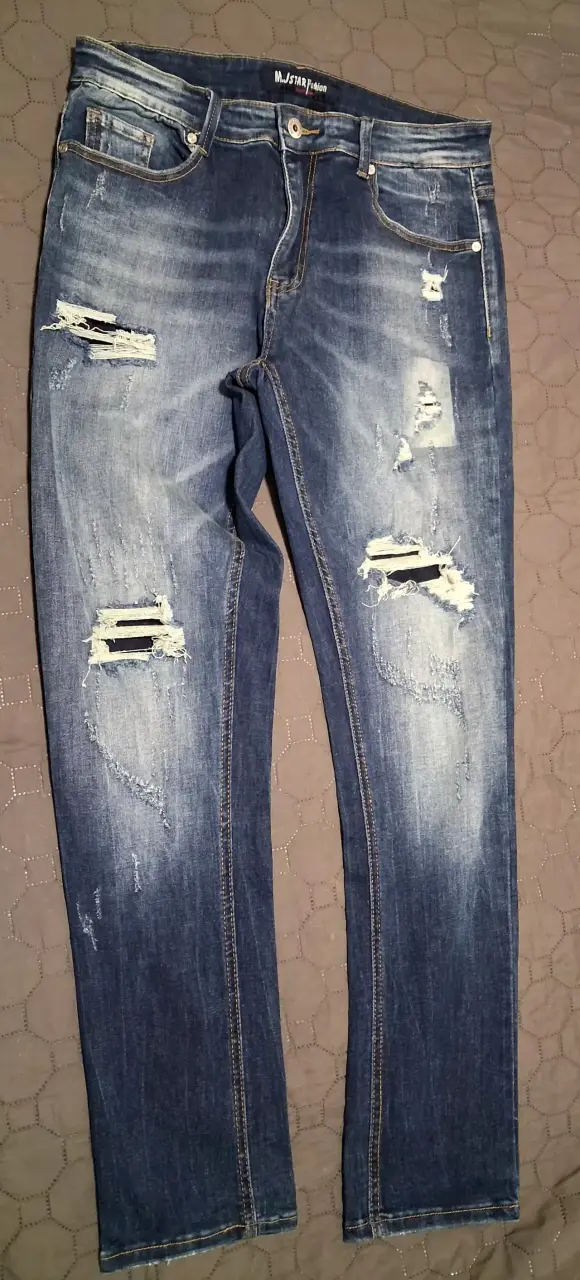 Jeans desgastados azul oscuro para hombre - 2