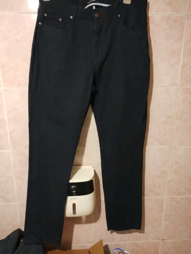 Pantalones de tela azul oscuro para hombre - 1