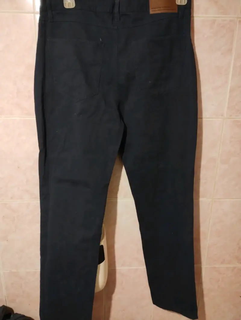 Pantalones de tela azul oscuro para hombre - 2