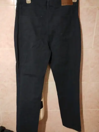 Pantalones de tela azul oscuro para hombre - miniatura 2