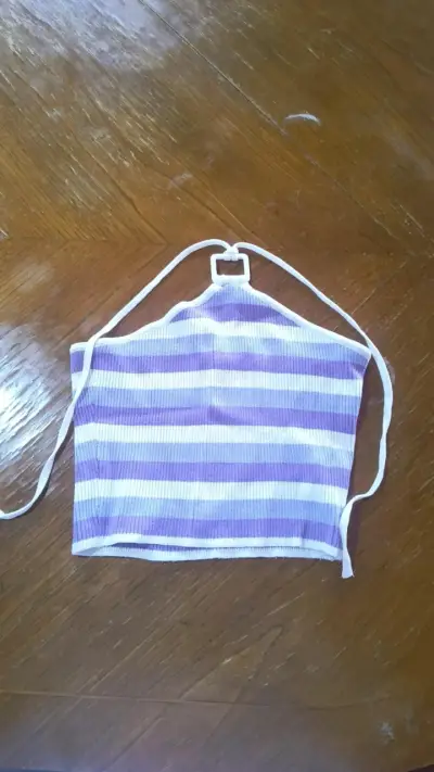 Top de tirantes a rayas morado y blanco - miniatura 1