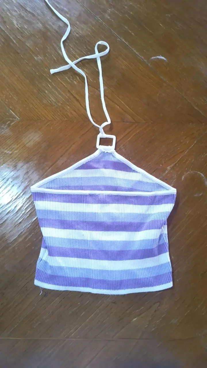 Top de tirantes a rayas morado y blanco - 2