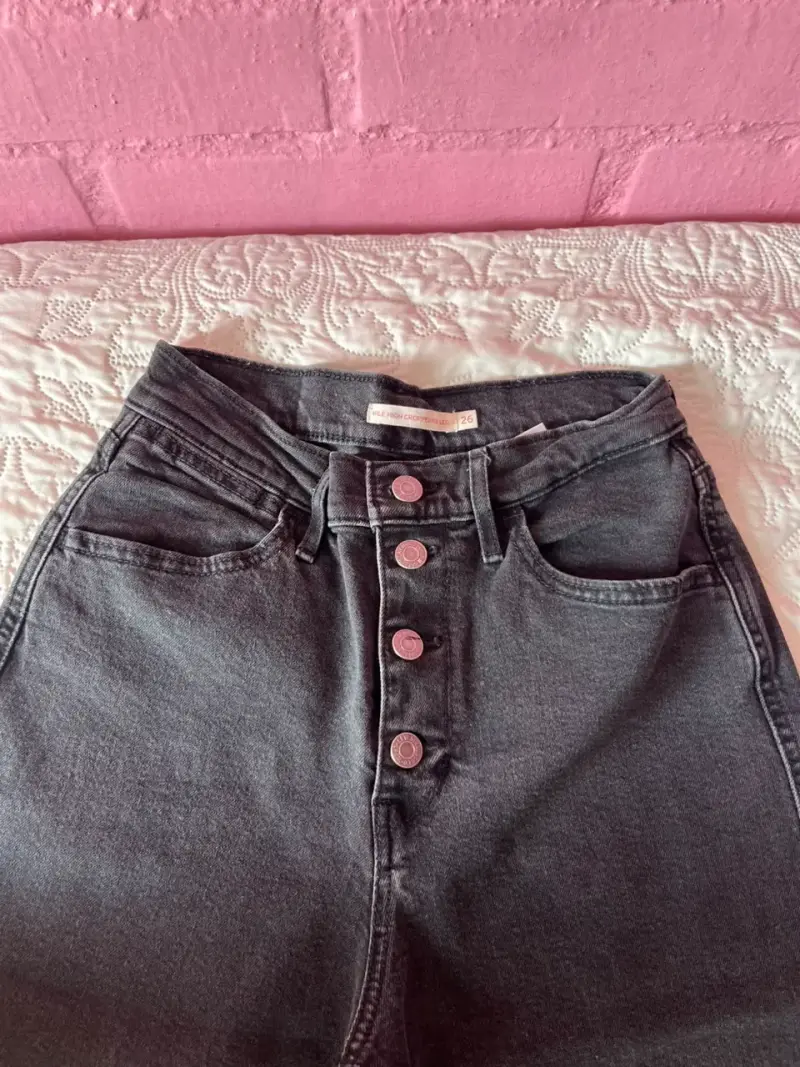 Pantalones de mezclilla anchos negros para mujer - 2