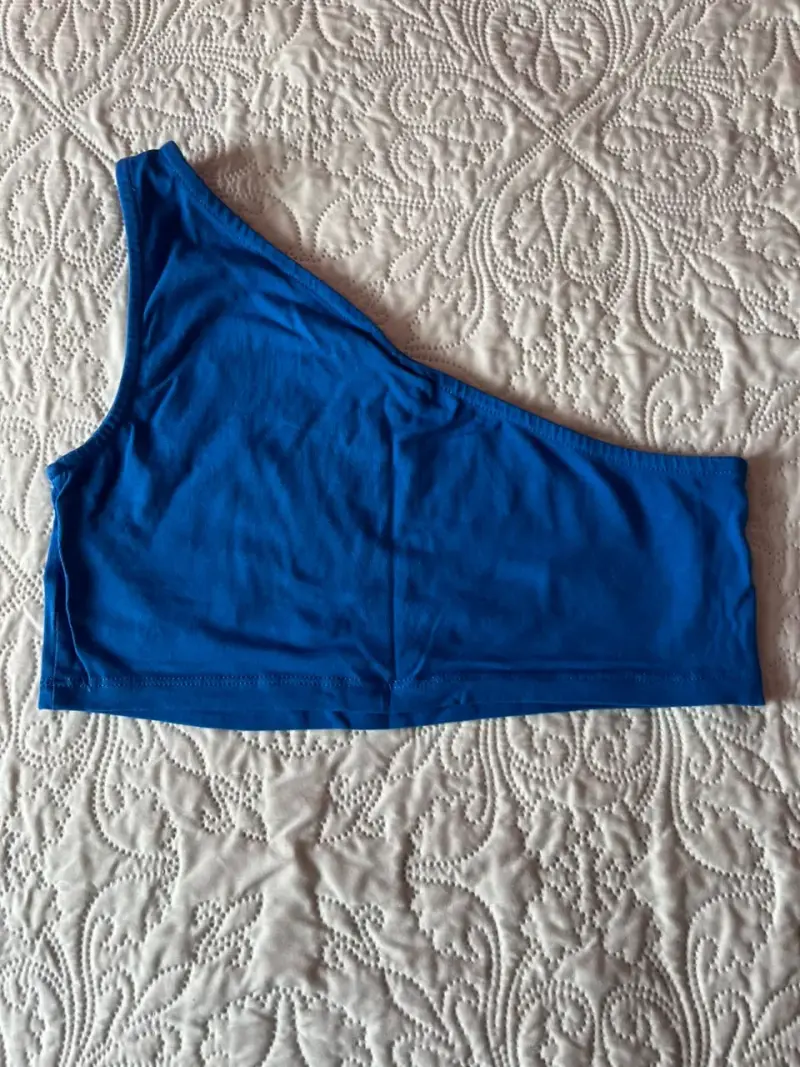 Top asimétrico azul para mujer - 2