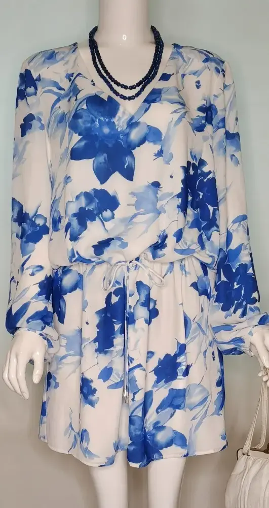 Línea Fiesta - Vestido MNG Floral Azul L - 1