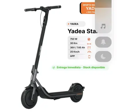 Scooter Eléctrico Yadea 750W 30Km Negro - miniatura 1