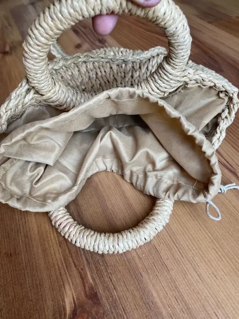 Bolso de mano tejido de paja natural - 3