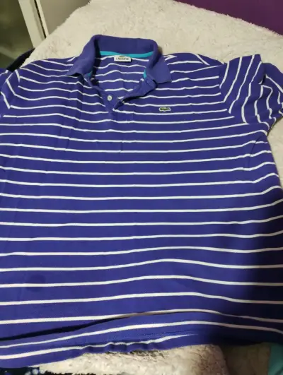 Polera Polo Lacoste Rayada Azul - miniatura 1