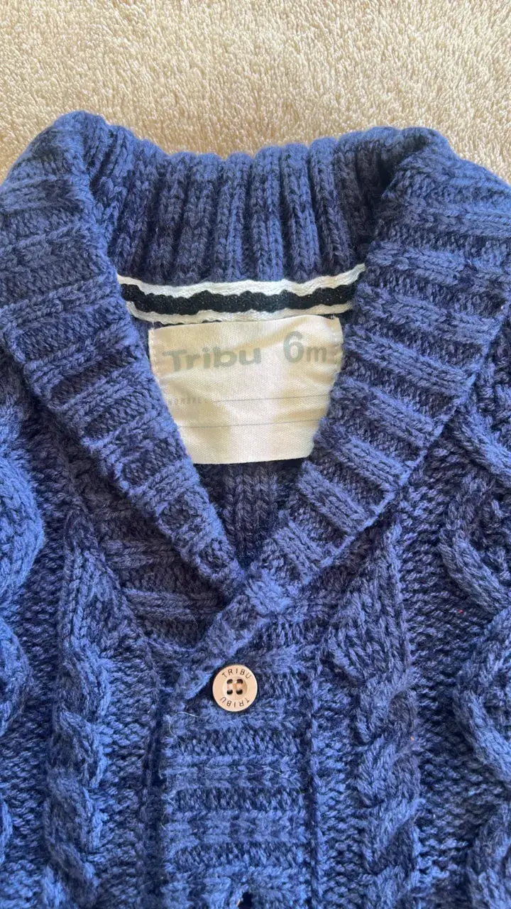 Chaleco de lana azul para bebé Tribu - 2