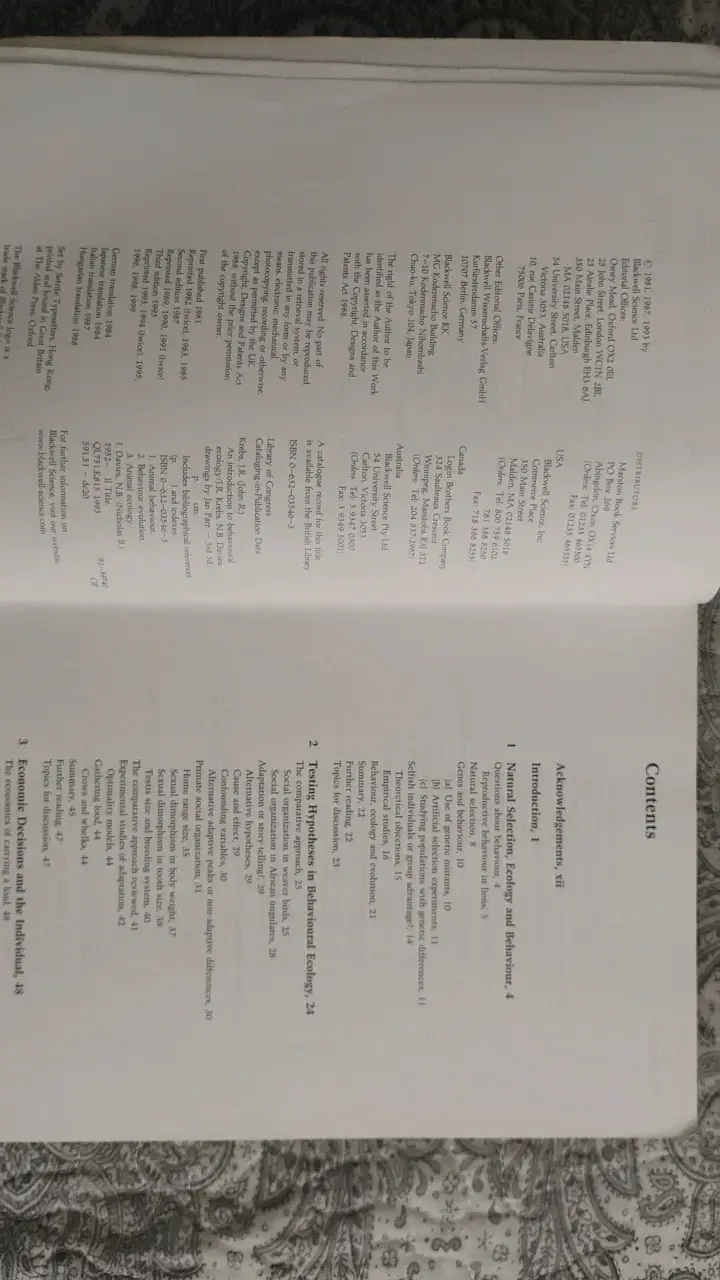 Libro An Introduction to Behavioural Ecology Tercera Edición - 2