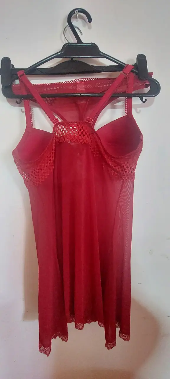 Babydoll rojo con encaje para mujer - 2