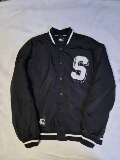 Chaqueta bomber negra Starter con logo - miniatura 1