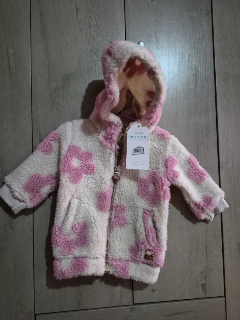Chaqueta de bebé con capucha y diseño floral