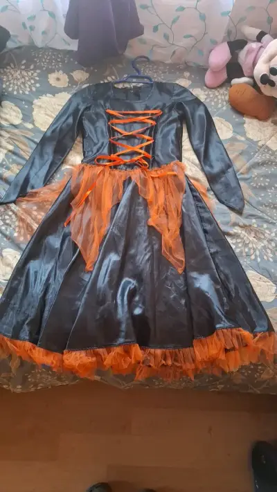 Disfraz de bruja para Halloween negro y naranja - miniatura 1
