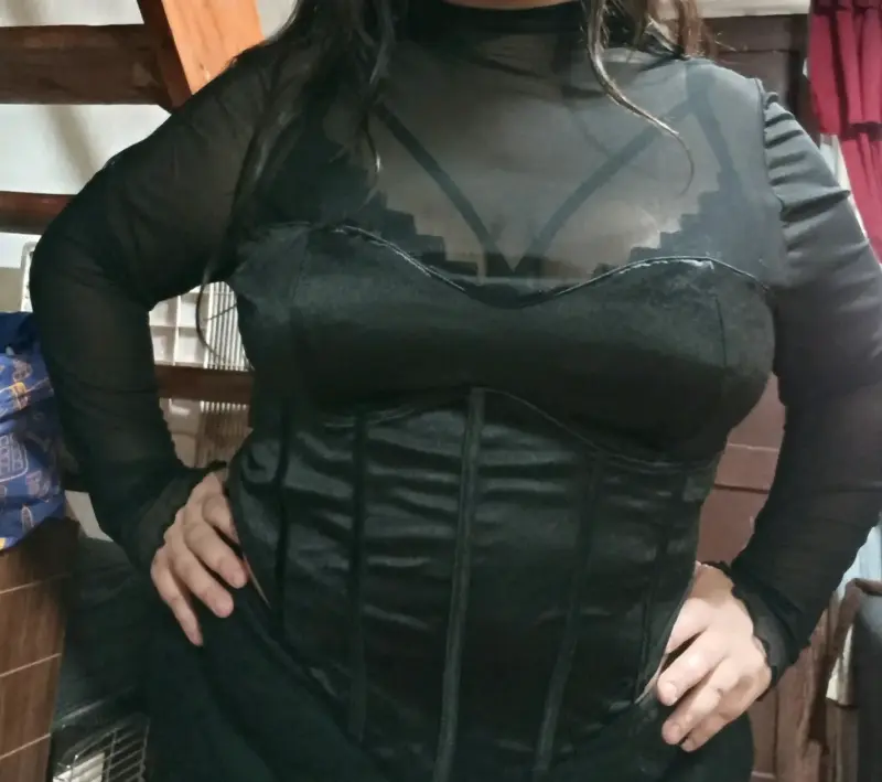 Blusa Negra Transparente con Corset - 2