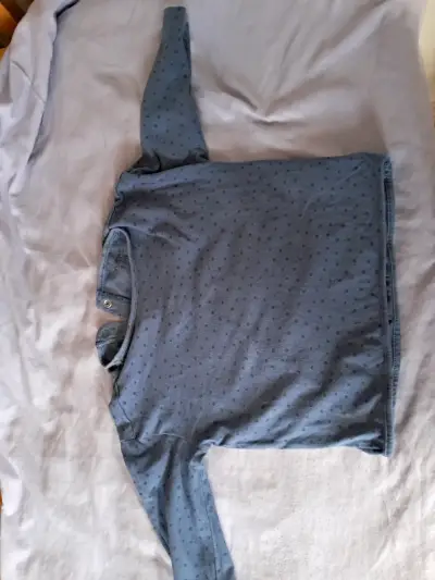 Polera manga larga azul con puntos para bebé - miniatura 1