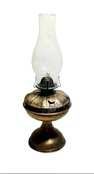 Lámpara a parafina vintage metal bronce y vidrio - miniatura 5