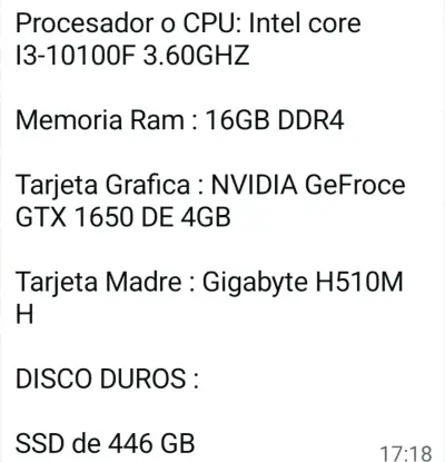 PC de Escritorio Gigabyte con Intel Core i3 y GTX 1650 - miniatura 2