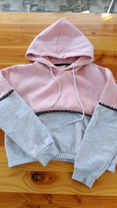 Polerón con capucha Sporty Girl rosa y gris - miniatura 1