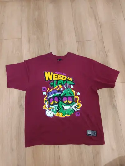 Polera God Level 2017 Weed Life color burdeos - miniatura 1