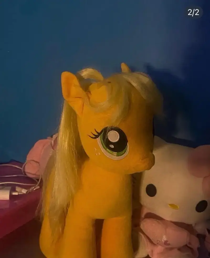 Peluche de pony rosa con melena rizada - 3