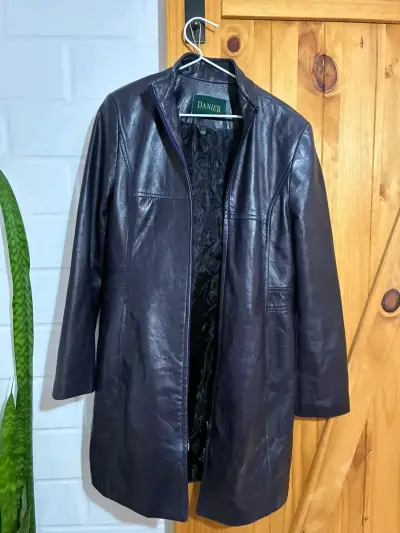 Abrigo de cuero negro Danier para mujer - miniatura 2