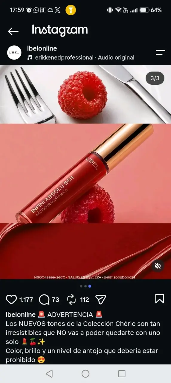 Labial Larga Duración Infini Absolu 56H L'Bel