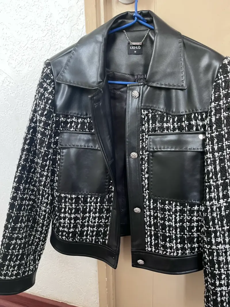 Chaqueta de cuero y tweed Lio-Lô para mujer - 1