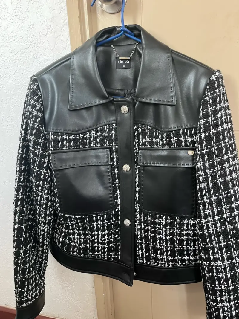 Chaqueta de cuero y tweed Lio-Lô para mujer - 4