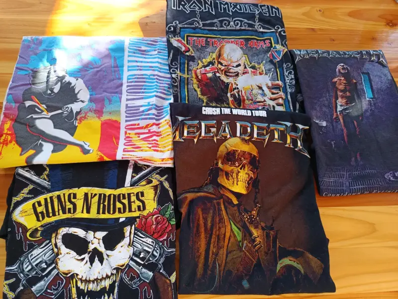 Poleras de bandas de rock Iron Maiden, Megadeth y Guns N' Roses