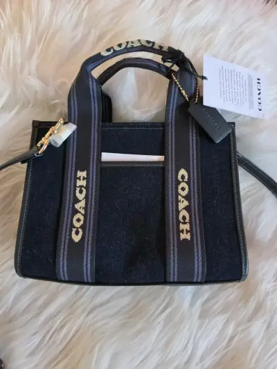 Bolso de mano Coach denim azul - miniatura 1