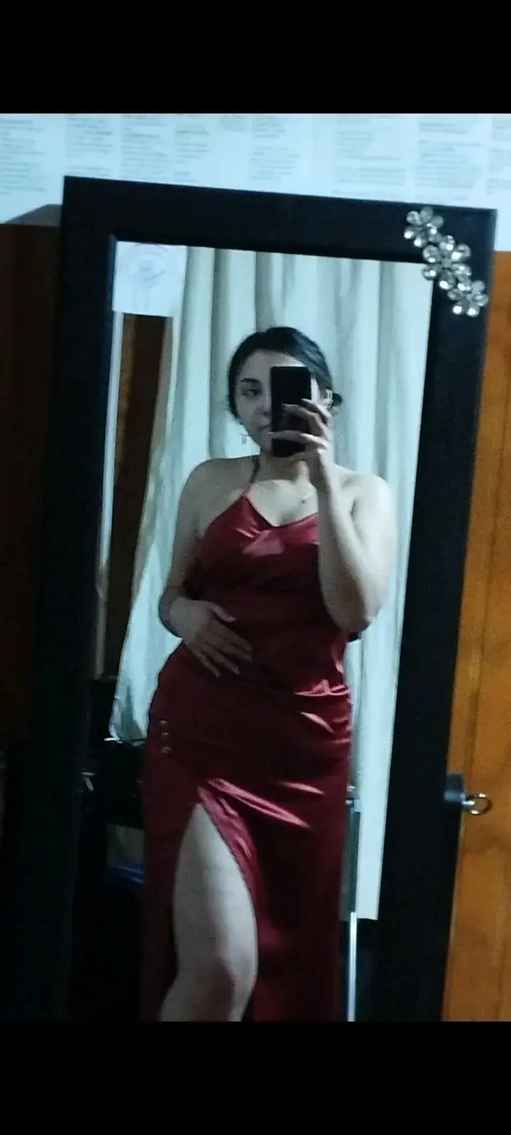 Vestido largo rojo con abertura lateral - 4