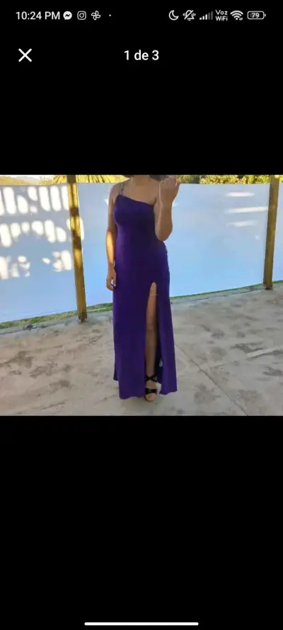 Vestido largo morado con abertura lateral - miniatura 2