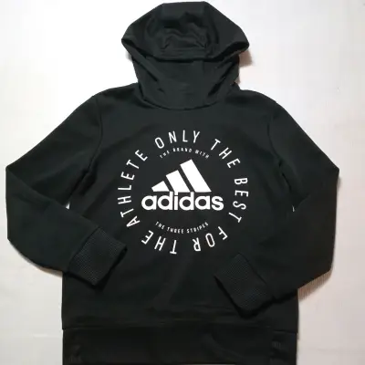Polerón con capucha negro Adidas para niño - miniatura 1
