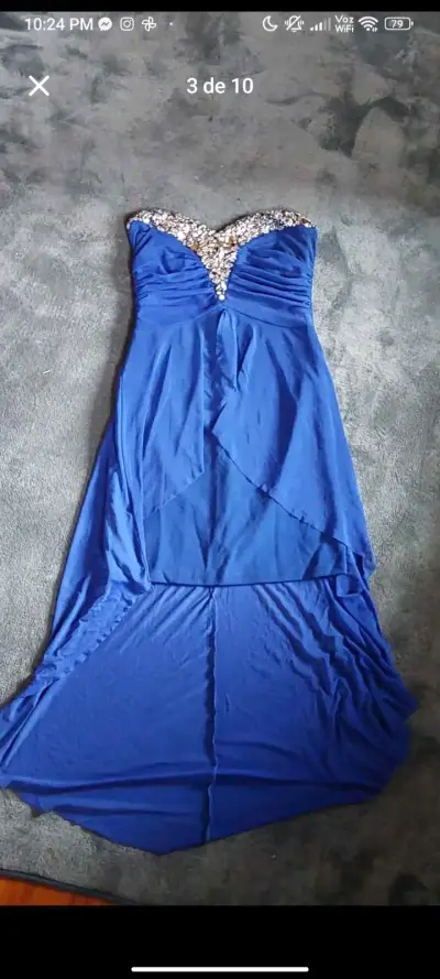 Vestido de fiesta azul con pedrería - miniatura 1