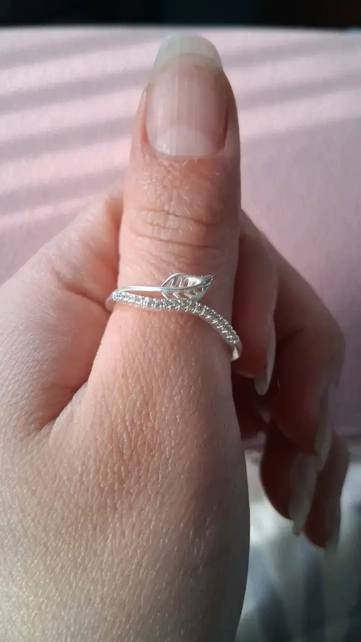 Anillo de plata con diseño de hoja - 1