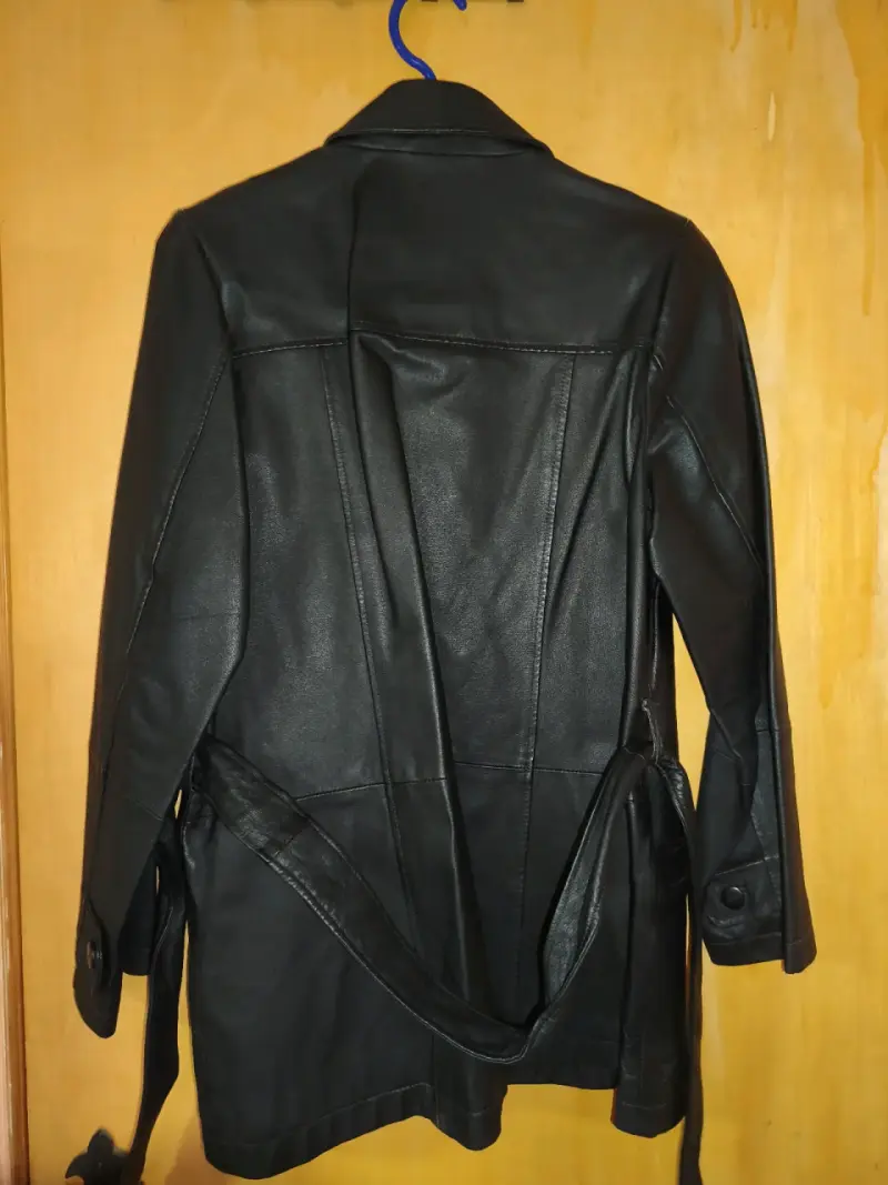 Abrigo de cuero negro para hombre Barneys - 2