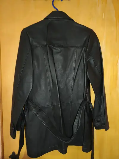 Abrigo de cuero negro para hombre Barneys - miniatura 2