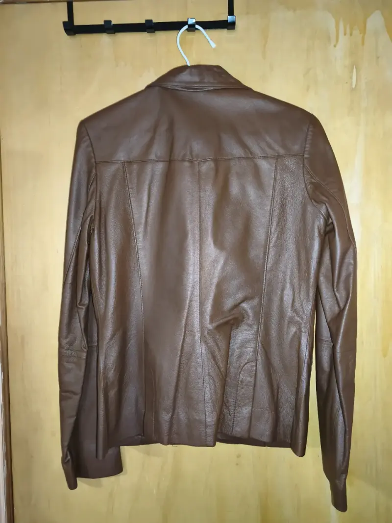 Chaqueta de cuero marrón para mujer - 2