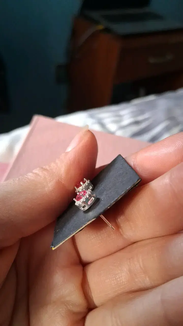 Aros de plata con piedras rosas - 4