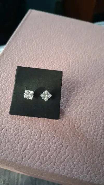 Aros de plata con cristales cuadrados - miniatura 4