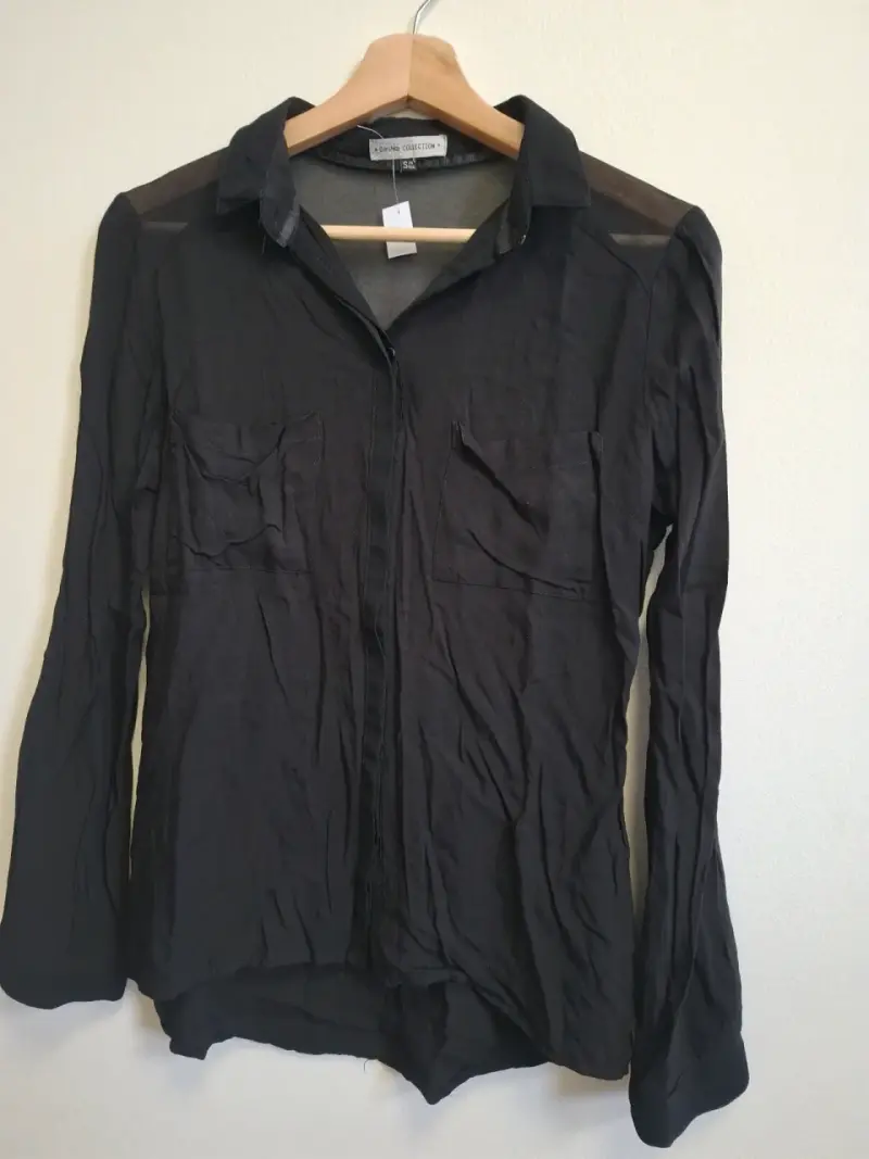 Blusa negra de gasa para mujer - 2