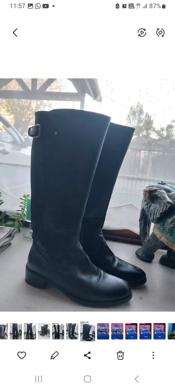 Botas de cuero negras para mujer