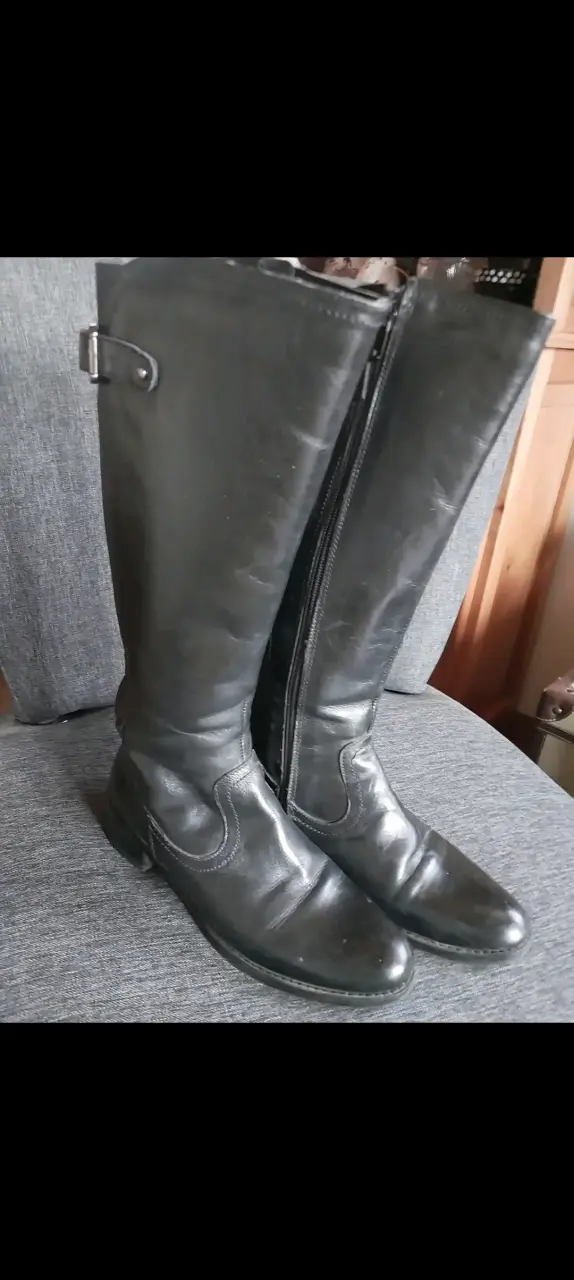 Botas de cuero negras para mujer - 2